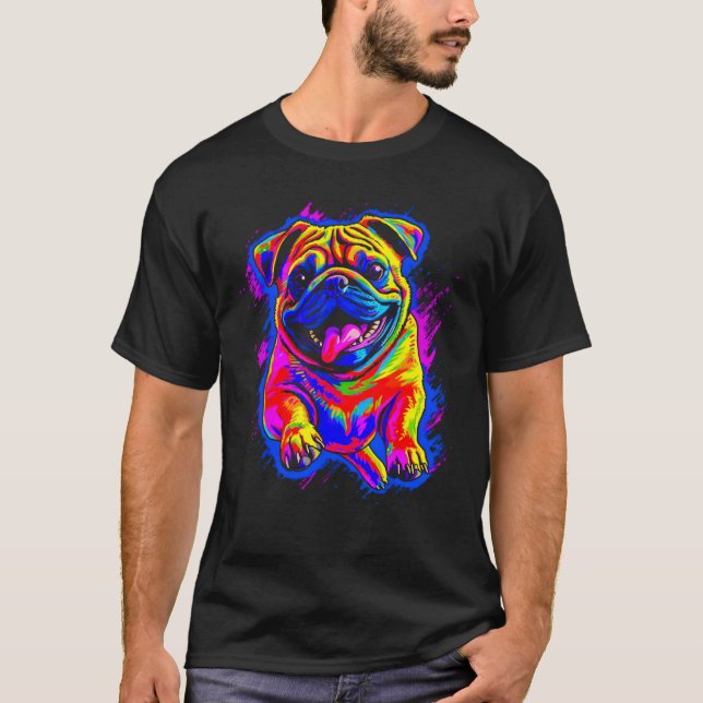 Colorful Pug Dog T-Shirt (Vorderseite)