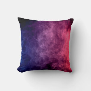 Colorful purple and blue smoke clouds on dark back kissen