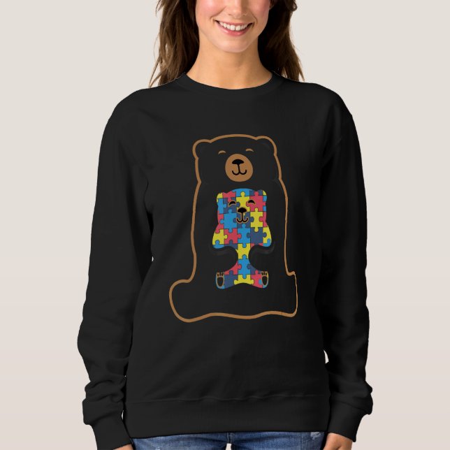 colorful puzzle pieces Autism Awareness   bear Sweatshirt (Vorderseite)