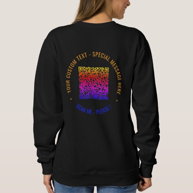 Colorful QR Code Sweatshirt Custom Text and Color (Rückseite)