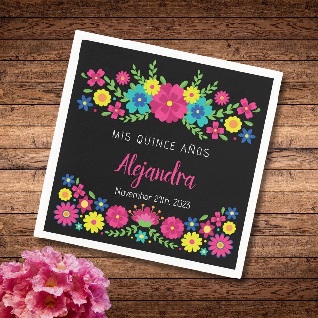 Colorful Quinceañera mexikanische Blume Papier Nap Serviette (Von Creator hochgeladen)