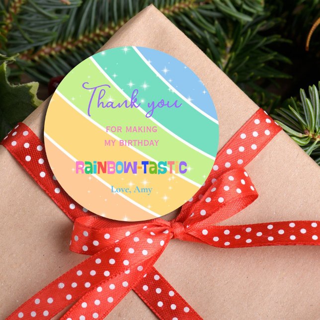 Colorful Rainbow 1st Birthday  Runder Aufkleber (Von Creator hochgeladen)