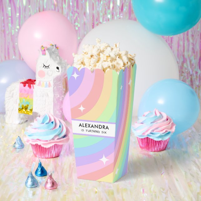 Colorful Rainbow 6th Birthday Popcorn Geschenkschachtel (Party)