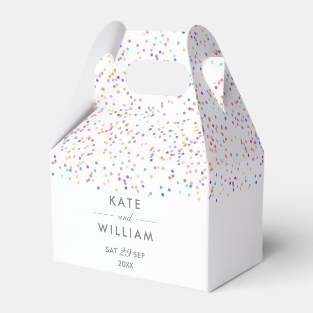 Colorful Rainbow Confetti Wedding Geschenkschachtel (Vorderseite)