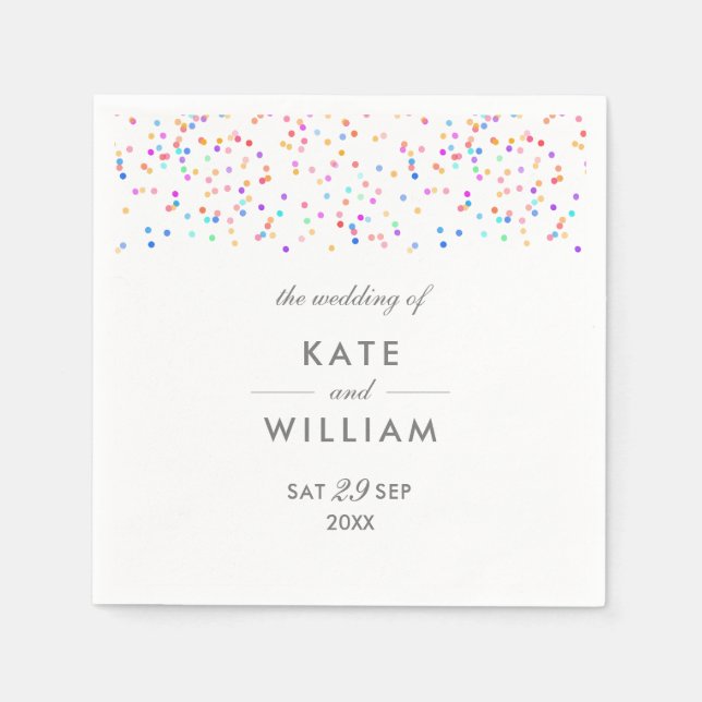 Colorful Rainbow Confetti Wedding Serviette (Vorderseite)