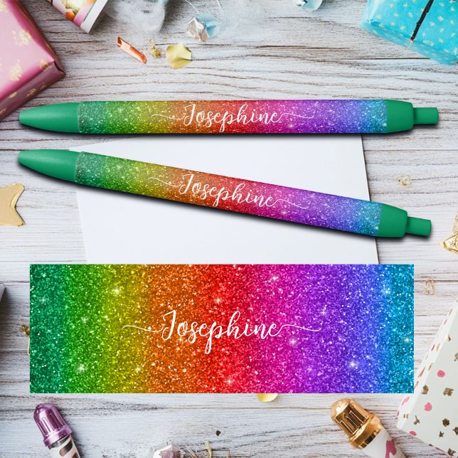 Colorful Rainbow Glitter Custom Name Kugelschreiber (Von Creator hochgeladen)