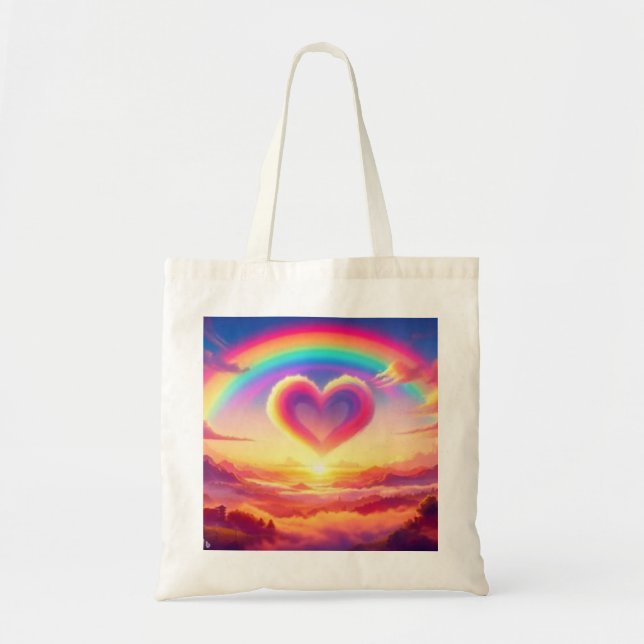 Colorful Rainbow & Heart Tragetasche (Vorne)