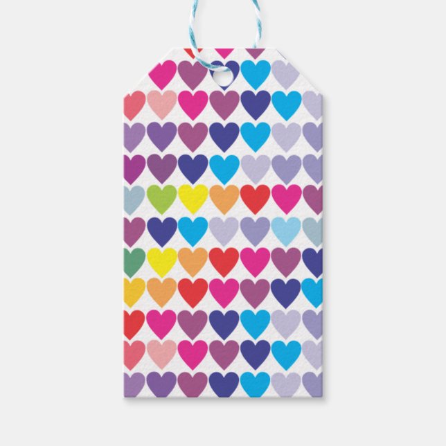 Colorful Rainbow Hearts Pattern  Geschenkanhänger (Vorderseite)