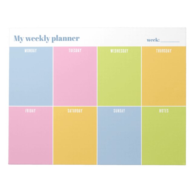 Colorful Rainbow Pastel Custom Weekly Planner Notizblock (Vorderseite)