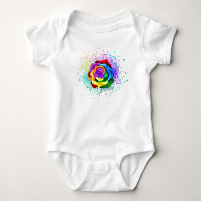 Colorful Rainbow Rose Baby Strampler (Vorderseite)