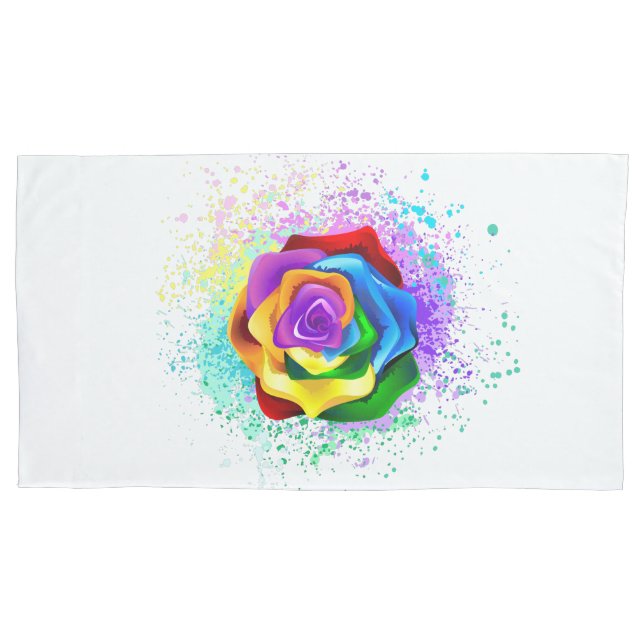 Colorful Rainbow Rose Kissenbezug (Vorderseite)