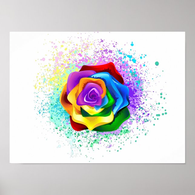 Colorful Rainbow Rose Poster (Vorne)