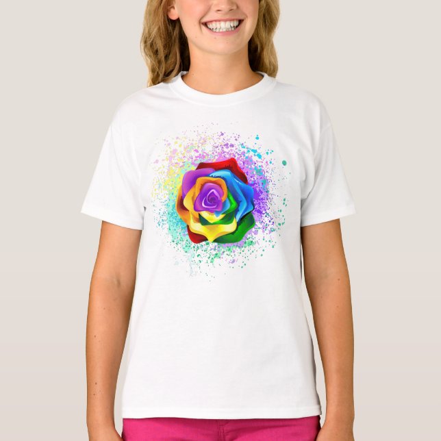 Colorful Rainbow Rose T-Shirt (Vorderseite)