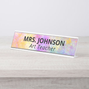 Colorful Rainbow School Teacher Schreibtischnamensplakette