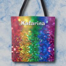 Colorful Rainbow Sequin Print Personalized Name