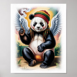 Colorful Rasta Panda Angel on a White Poster