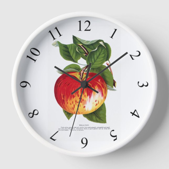 Colorful Red Wealthy Apple Uhr (Vorderseite)