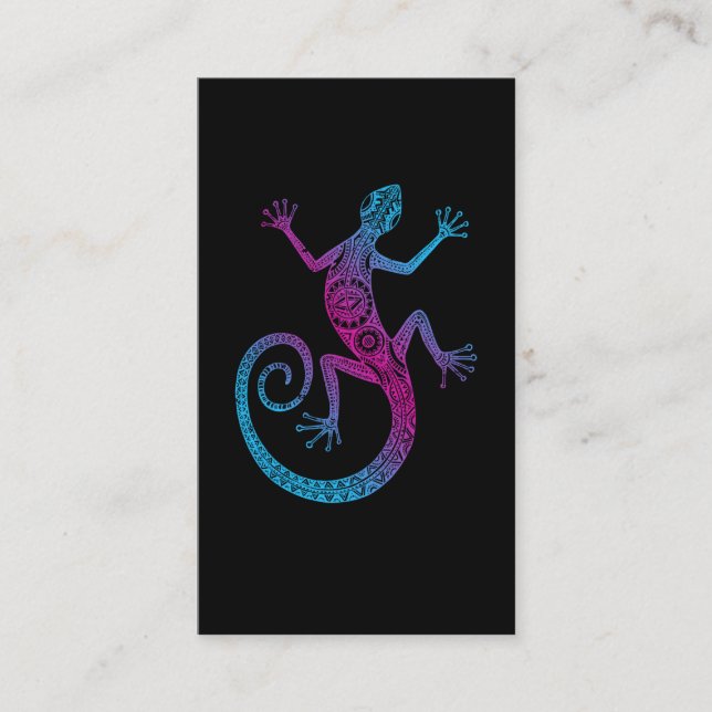 Colorful Reptile Tribal Gecko Lizard Lover Visitenkarte (Vorderseite)