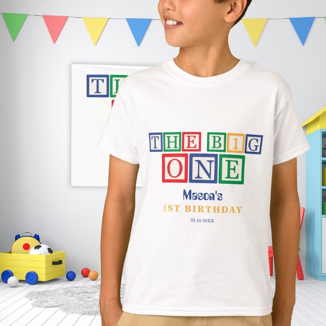Colorful Retro Block Design  First Birthday T-Shirt (Von Creator hochgeladen)