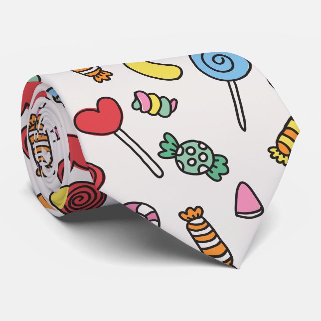Colorful Retro Cartoon Candy Krawatte (Gerollt)