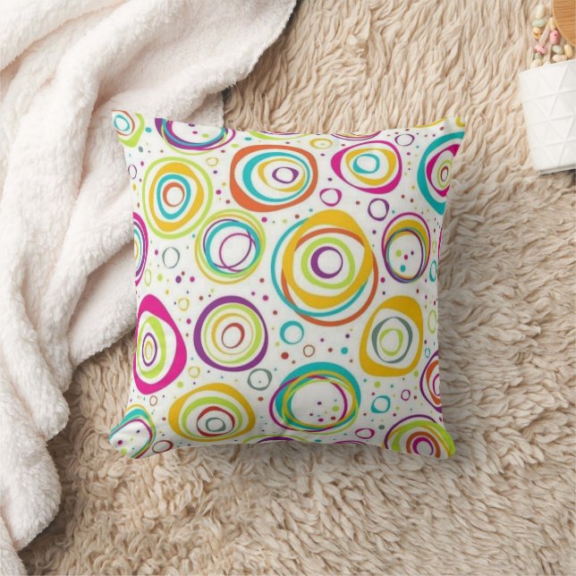 Colorful Retro Circle Pattern Throw Pillow Kissen (Decke)