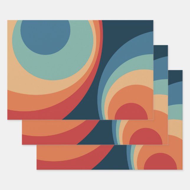 Colorful retro Circles Design Geschenkpapier Set (Set)