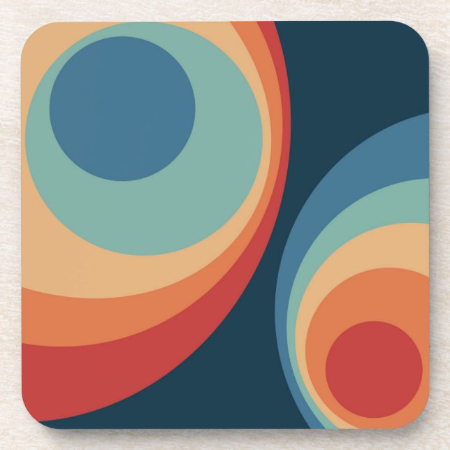 Colorful retro Circles Design Getränkeuntersetzer (Vorderseite)