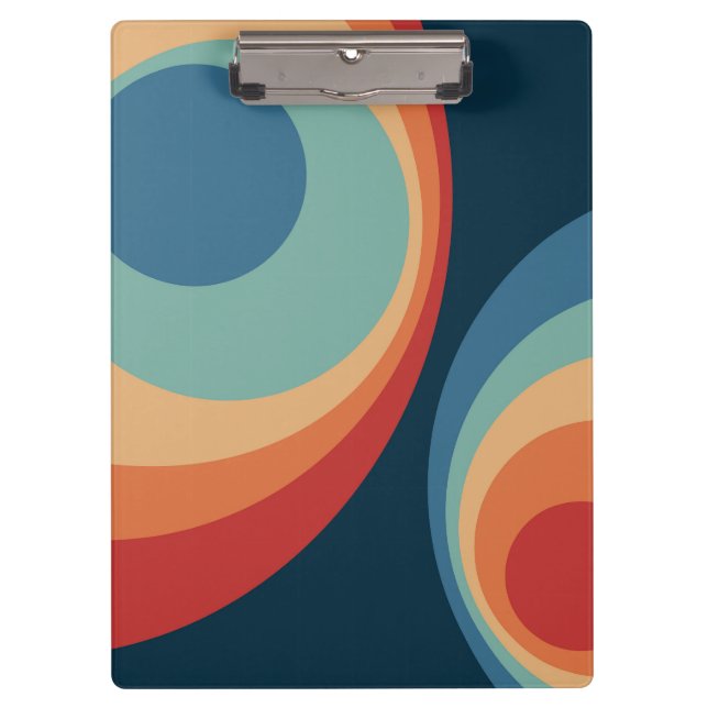 Colorful retro Circles Design Klemmbrett (Vorderseite)