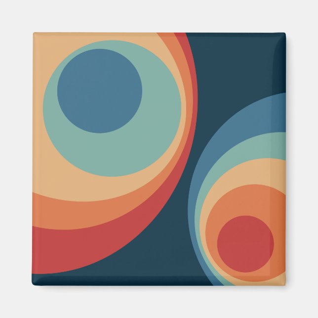 Colorful retro Circles Design Magnet (Vorne)