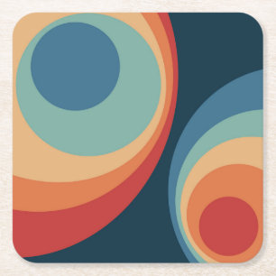 Colorful retro Circles Design Rechteckiger Pappuntersetzer