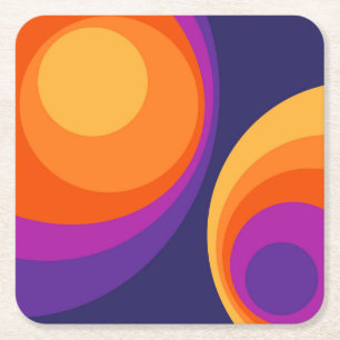 Colorful retro Circles Design Rechteckiger Pappuntersetzer
