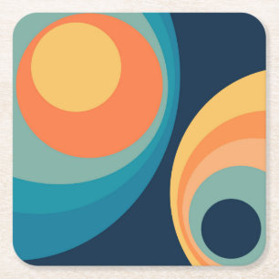 Colorful retro Circles Design Rechteckiger Pappuntersetzer