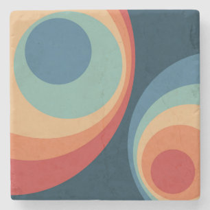 Colorful retro Circles Design Steinuntersetzer