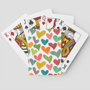 Colorful retro grunge hearts spielkarten
