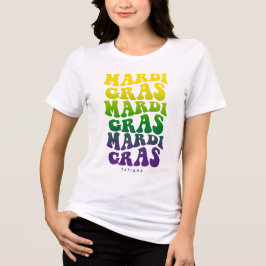 Colorful Retro Mardi Gras Text Carnival  Tri-Blend Shirt