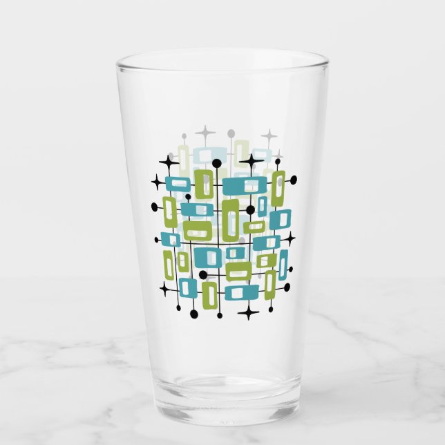 Colorful Retro Mid Century Modern Atomic Abstract Glas (Vorderseite)