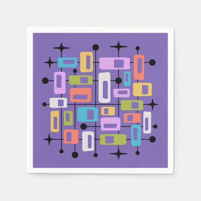 Colorful Retro Mid Century Modern Atomic Abstract Serviette (Vorderseite)