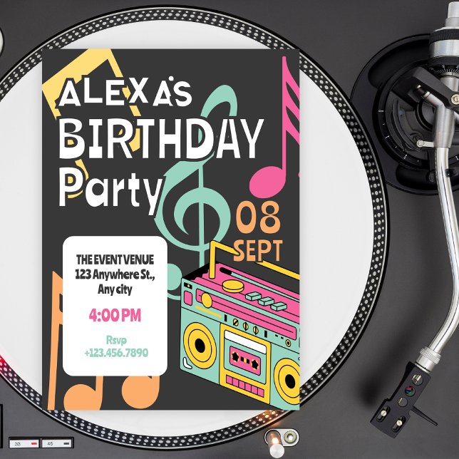 Colorful retro music notes  einladung (Von Creator hochgeladen)