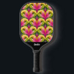 Colorful Retro Pattern Monogram Name Pickleball Schläger<br><div class="desc">A pretty colorful retro pattern pickleball paddle. Personalize it with your name.</div>