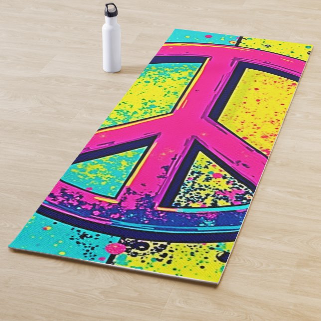 Colorful Retro Peace Sign Yogamatte (Beispiel)