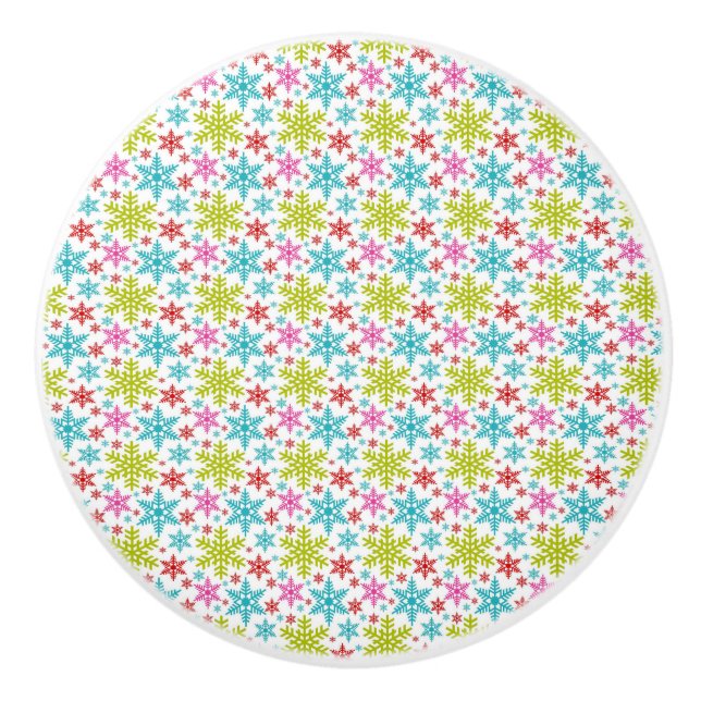 Colorful Retro Snowflakes Christmas  Keramikknauf (Vorderseite)