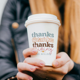 Colorful Retro ThanksGiving Typography Pappbecher