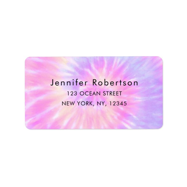 Colorful Retro Tie Dye Tiedye Name Address  Adressaufkleber (Vorne)