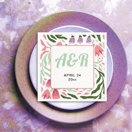 Colorful Retro Zweige, Folklore Blume Hochzeit Serviette