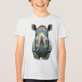 Colorful Rhino Portrait Vibrant Wildlife  Tri-Blend Shirt
