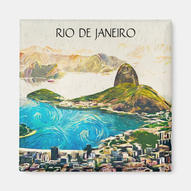 Colorful Rio de Janeiro Brasilien Stadt Malerei Magnet (Vorne)