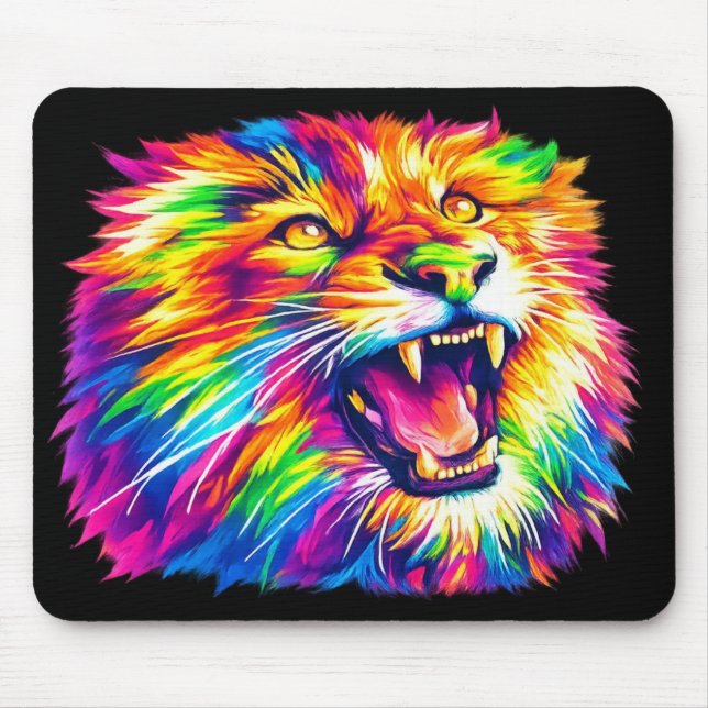 Colorful Roaring Lion Mouse Pad Mousepad (Vorne)