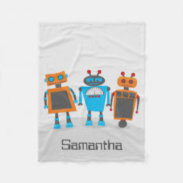 Colorful Robot Trio Fleecedecke