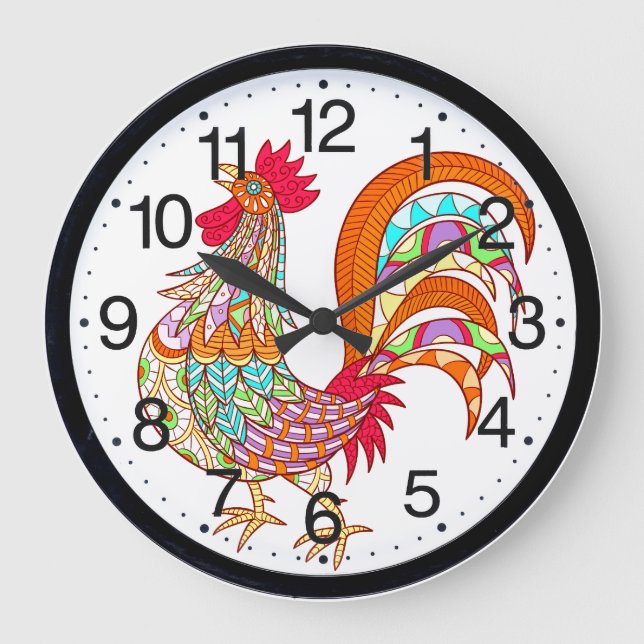 Colorful Roosher Kitchen Wall Clock Große Wanduhr (Vorderseite)