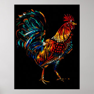 colorful rooster poster